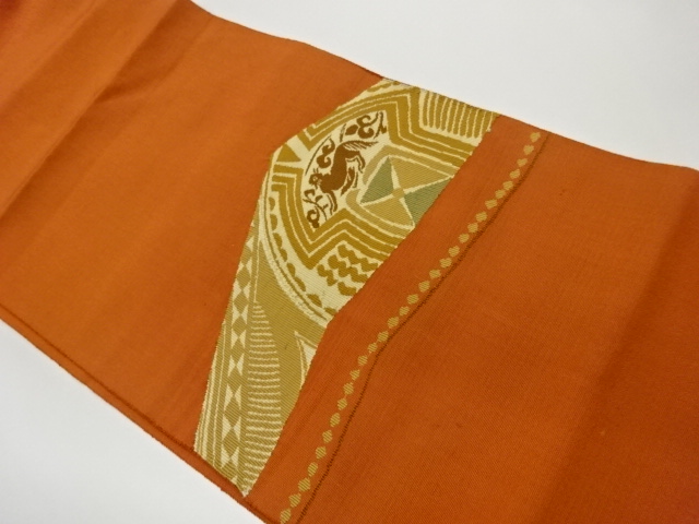 抽象幾何学模様織出し名古屋帯